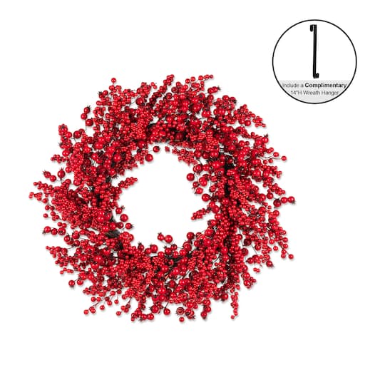 Glitzhome® 28" Christmas Full Berry Wreath in Red | Michaels®